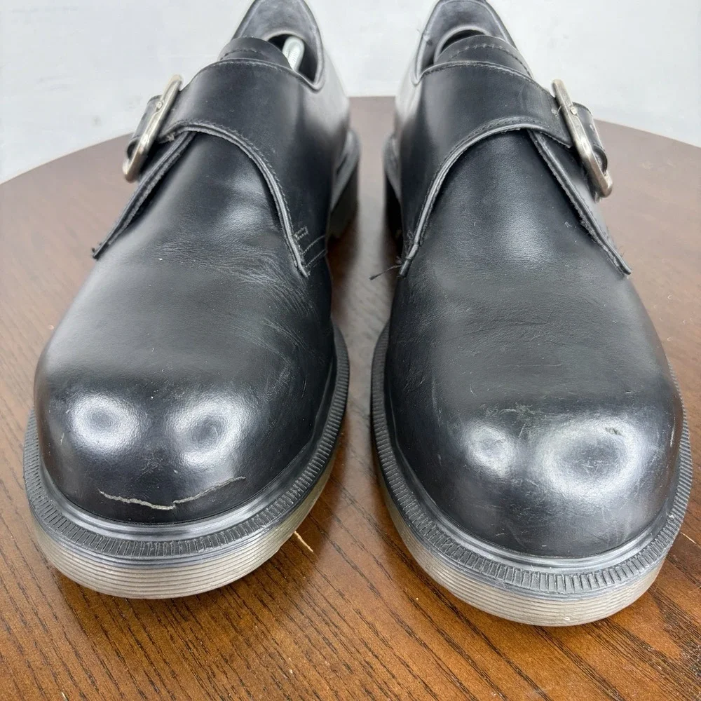 Dr. Martens The Original Shoes Men's 9 Black Leather Monk Steel Toes Work Buckle